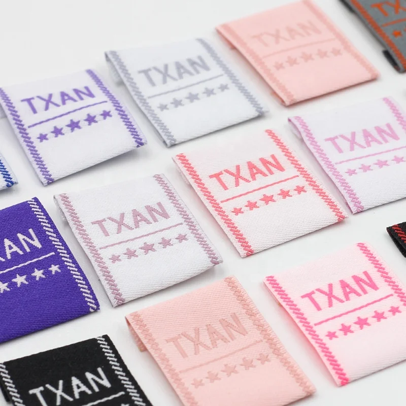 Custom Neck Tags Garment Labels Woven Tags Size Label T-shirt woven labels Tag for Clothes