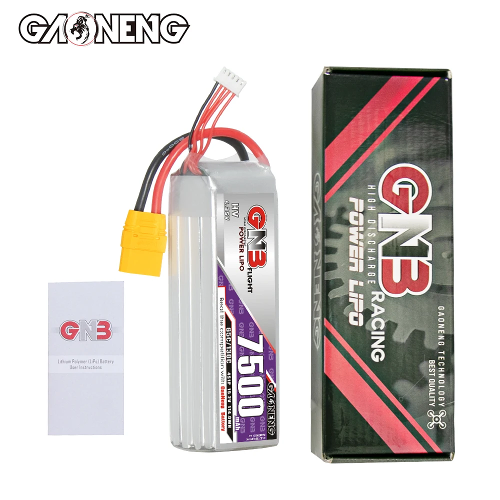 GNB GAONENG LiHV 7500mAh 4S 15.2V 65C 130C XT90 RC LiPo Battery RC Car Drone Airplane MultiCopter Boat Off Load on Load