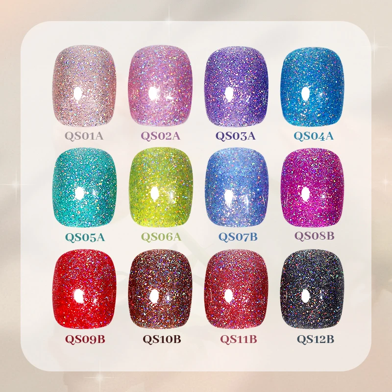 2023 New Holographic Glitter Gel Nail Polish 7.5ml OEM Sparkling Sequins Soak Off UV LED Varnish Nail Art Decoration