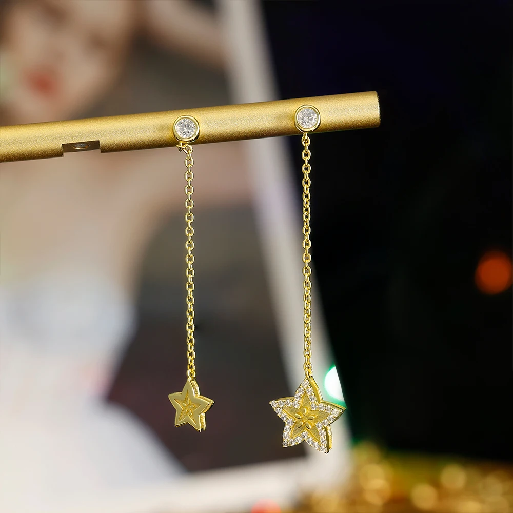 Grace Jewelry Custom Design Unique Original Women Jewelry Gold Plated 925 Sterling Silver CZ Star Necklace