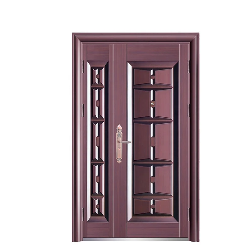 Phipulo One And Half Entrance Security Steel Door Exterior Waterproof Anti-Theft Metal Main Gate