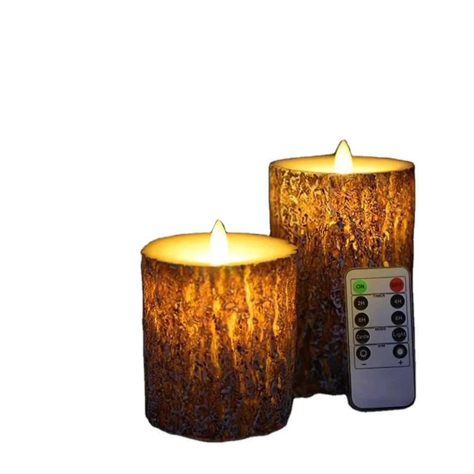 Led Flameless Wax Candle Rocking Paraffin Candle Light Flat Stump Candle Birthday Party Layout Props Halloween Decoration