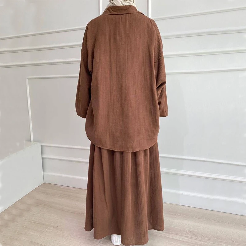 Modest Abaya Tunics Oversize Pants 2 Piece Set Muslim Outfit Top Pant Set Islamic Clothing Muslim Women Set Suit Modest Abaya