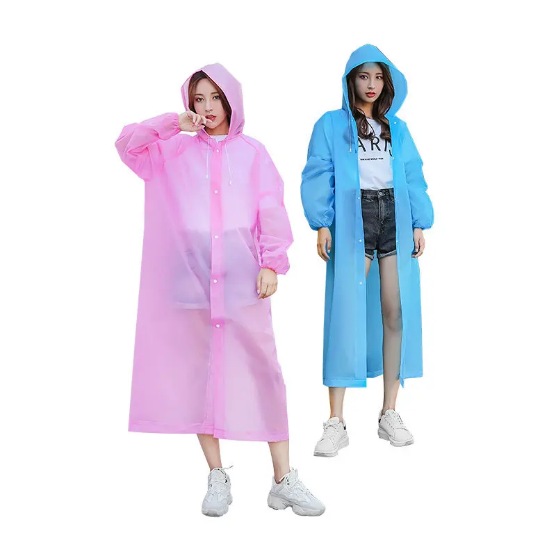 2022Waterproof Rain Poncho Pure Color Long Raincoat Transparent Fashion Eva Unisex Adult Raincoat