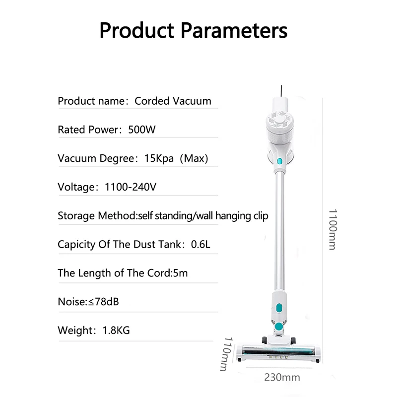 High Quality Professional Design 500W 5M Cord Length Wet and Dry Vacuum Cleaners With Aluminum Tube