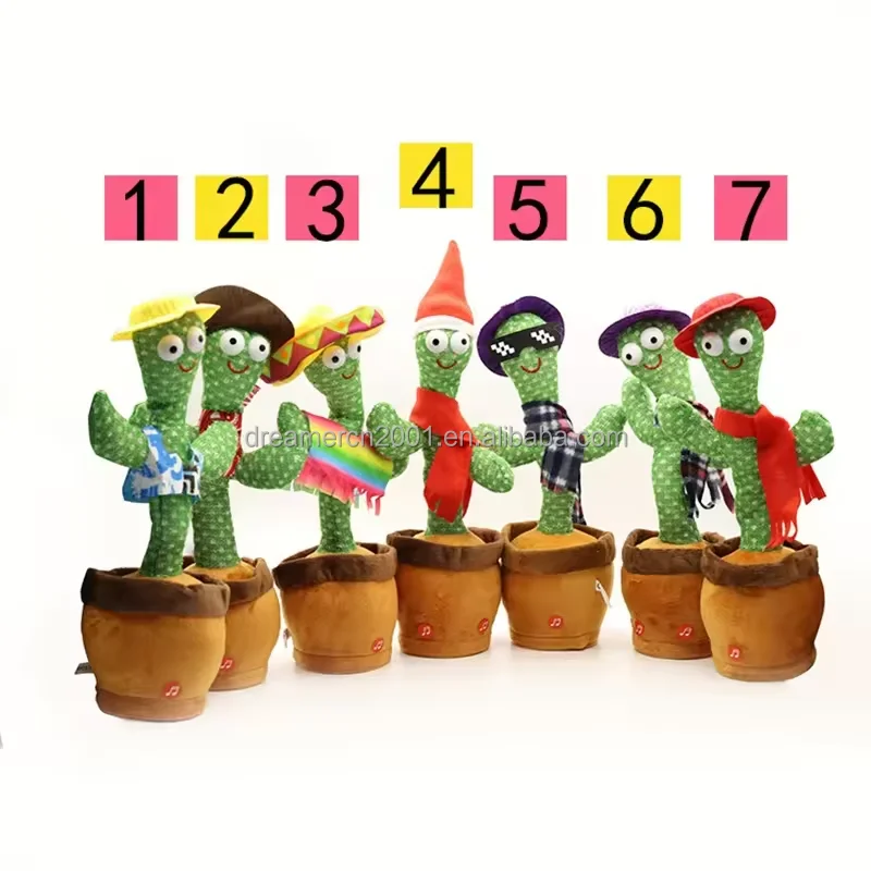 Wholesale Singing Talking Dancing Cactus Plush Repeat What You Say Music Light Up Baby Toys Gifts for Kids Toddlers