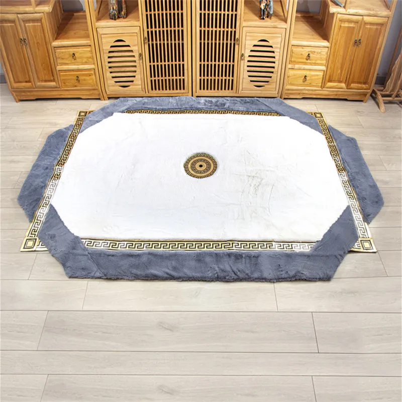 Plush Soft Hallway carpet Faux Leather Corridor Rug Decorative Fluffy Kitchen Black Gold Rug Black Floor Luxury Carpet