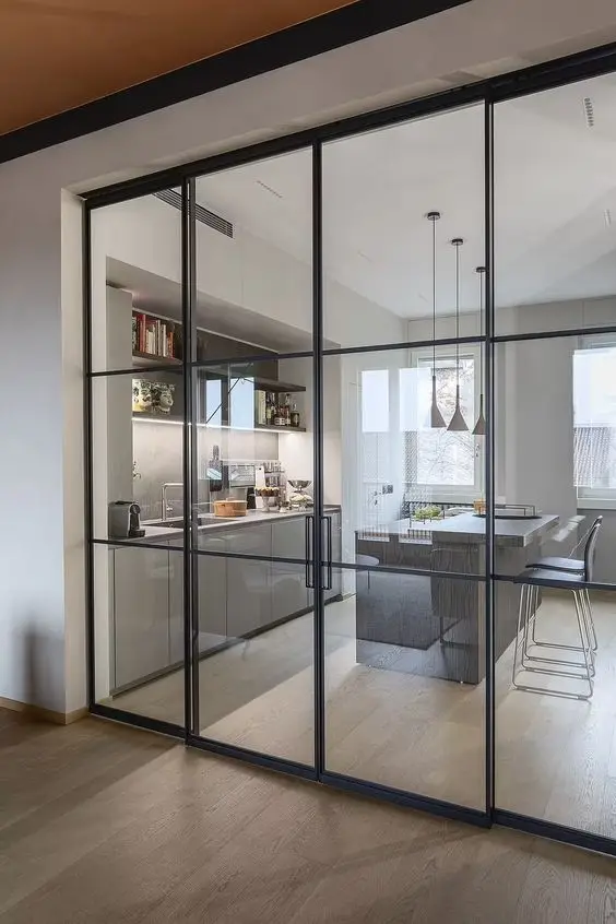 GEDELI Heavy Duty Double Tempered Glass Noiseless Sliding Doors System Exterior Interior Balcony Patio Glass Aluminum Door