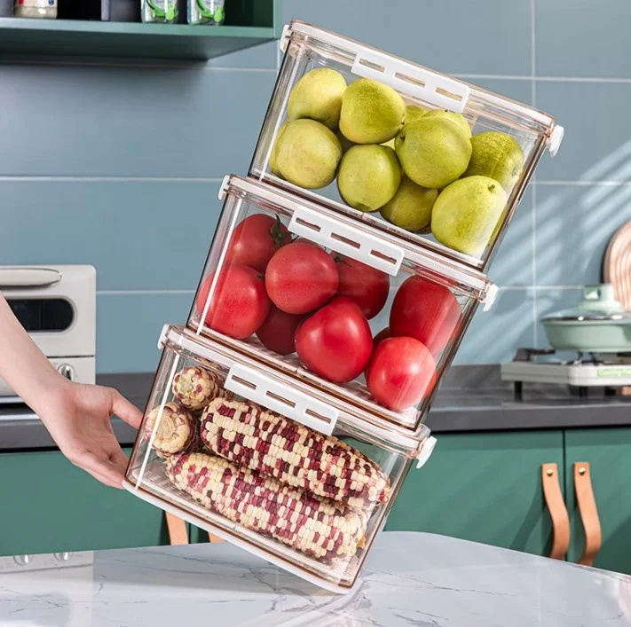 Vegetable Storage Containers for Fridge, Produce Saver Containers Refrigerator Organizer Bins Plastic Produce Keepers