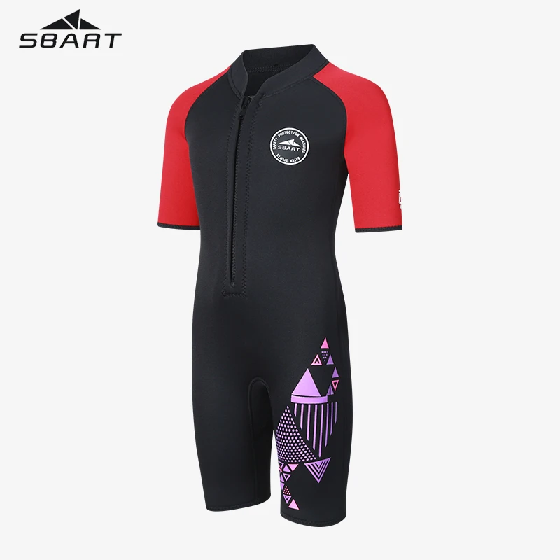SBART Factory Supply Neoprene Swimming Surfing Kids Wetsuit One Piece Short Sleeve Wet Suit For Boys Girls