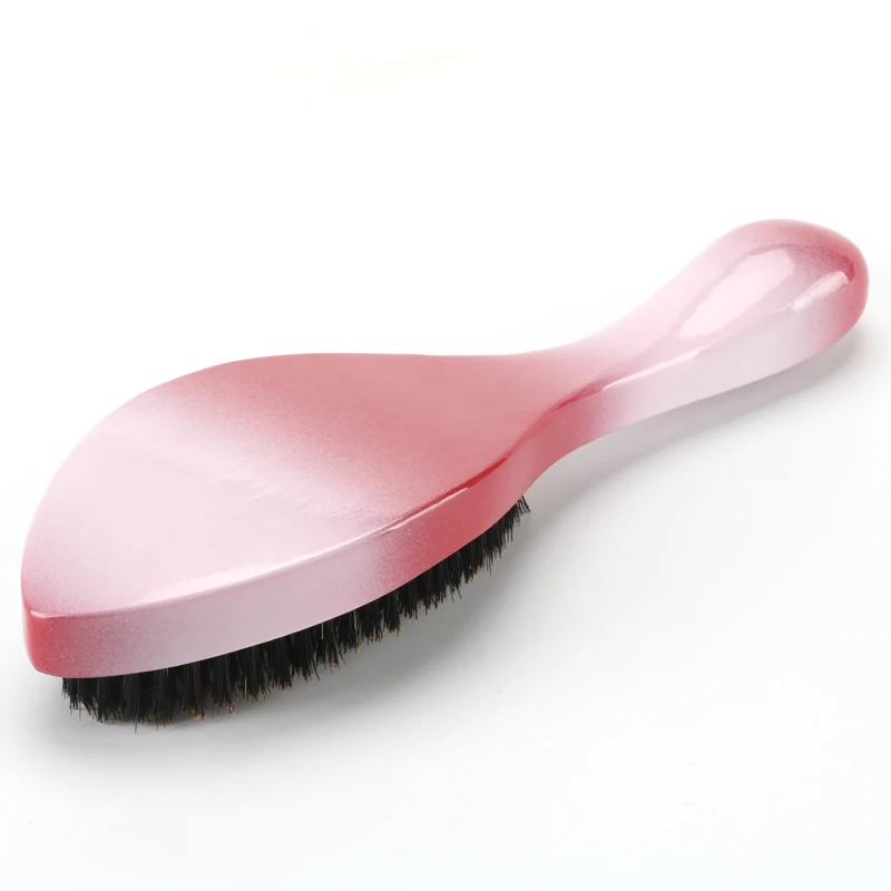 Custom New Design Gradients Handle Beard Brush Bright PU Paint Hair Brush Black Men 360 Curved Wave Brush