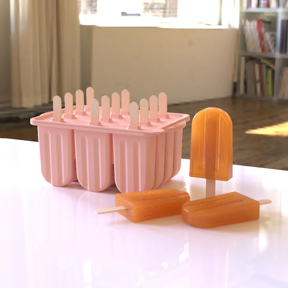 New Diy Customized Silicone Popcical Food Grade Safe 12 Freezer Ice Cream Pops Popsicles Molds