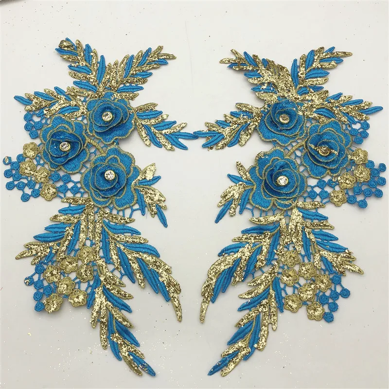 Wholesale Gold Thread Applique for Dance Costumes Lyrical bridal lace applique