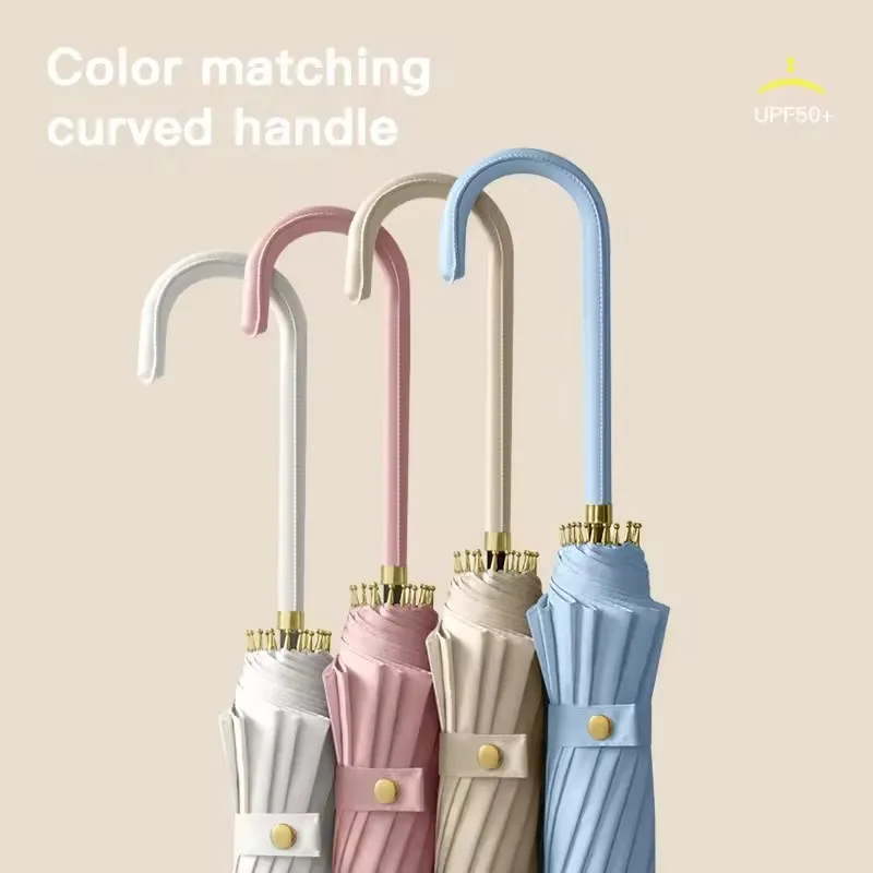 Высококачественный свежий Изогнутый длинный прямой зонт для защиты от солнца и дождя женских зонтов