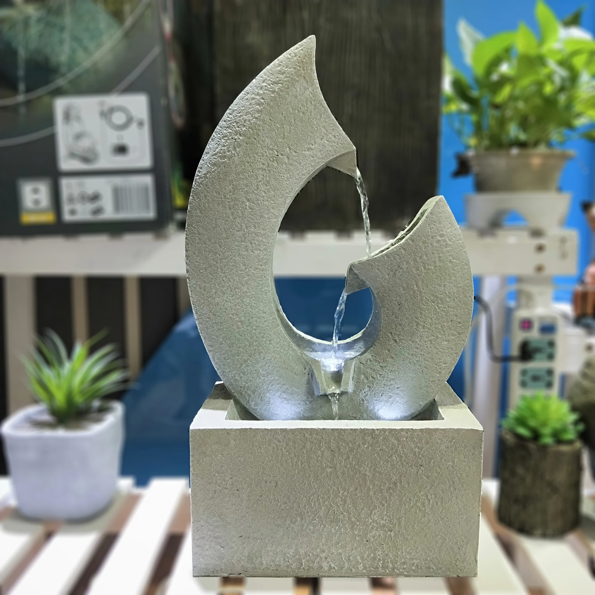 home  garden decoration water fall with light modern fountain