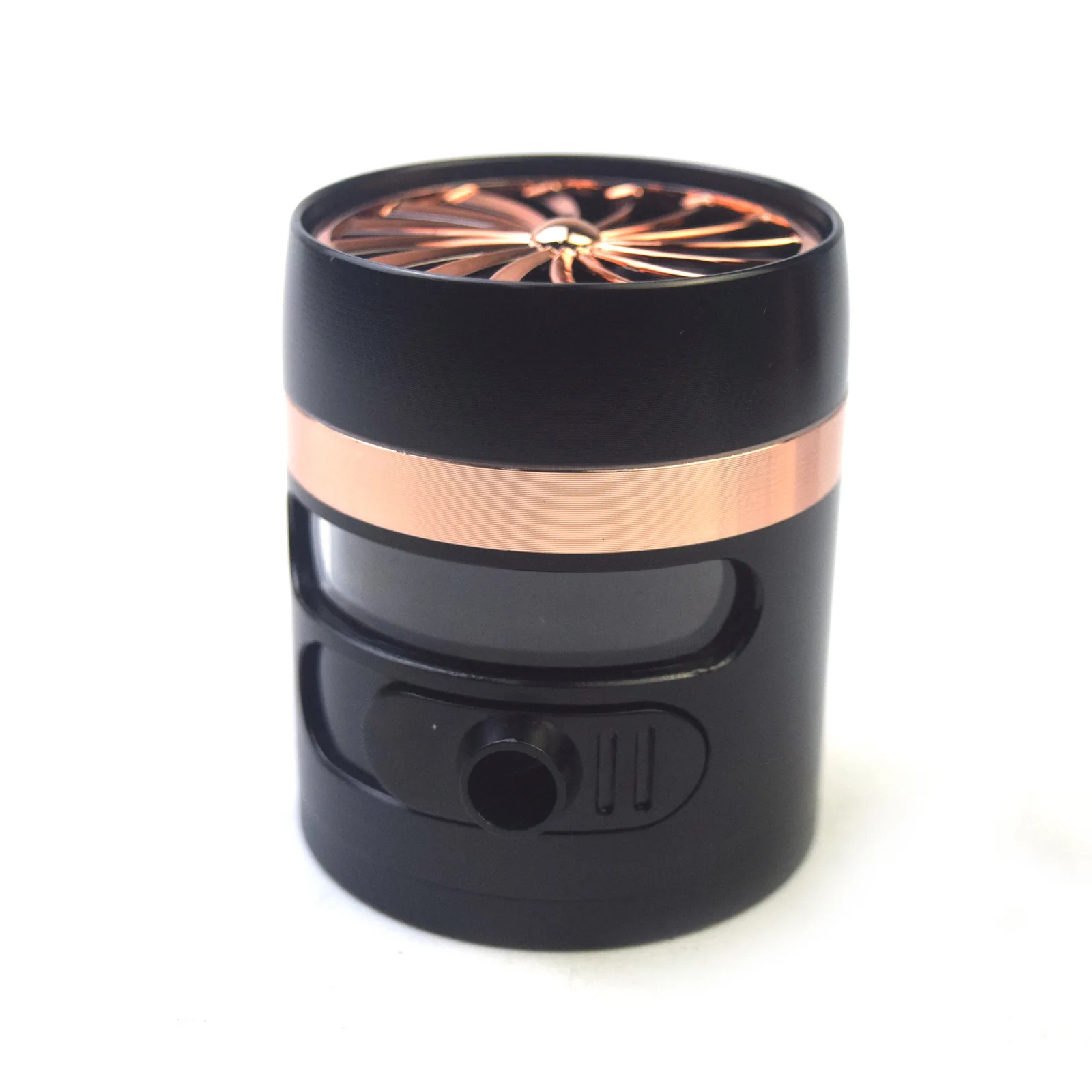 Rotary fan herb grinder 63MM four-layer splicing color sliding switch zinc alloy metal herb grinder hot selling