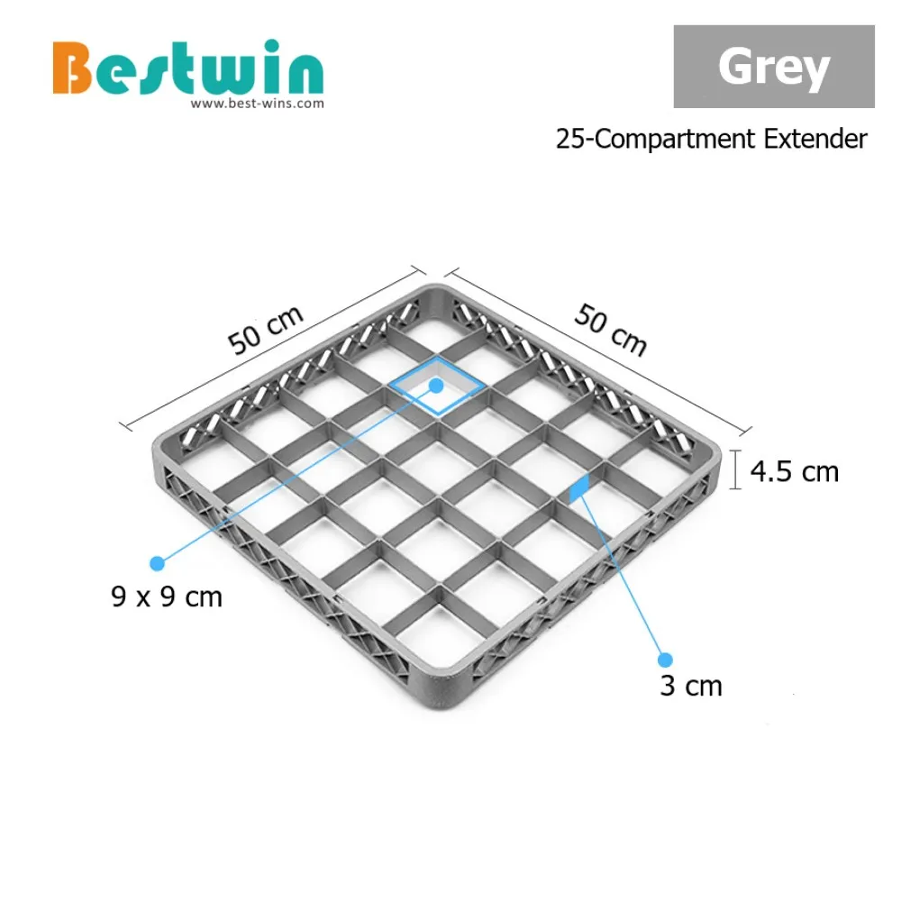 25-Compartment Commercial Kitchen Glass Rack Dishwasher Basket Plastic Dishwasher Tray