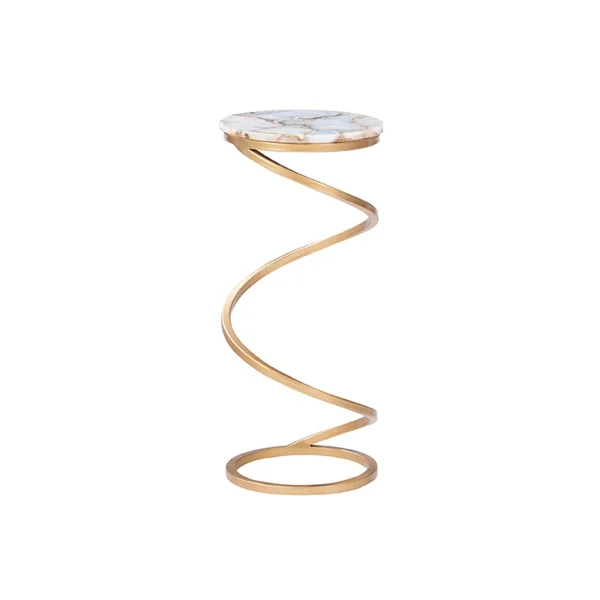 Spiral iron table legs and white marble mesa, Bohemian style side table, bedside sofa edge is a piece of art.