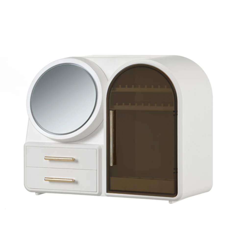 
Cosmetic Display Case With Rotatable Mirror And Fan And LED Light Cosmetics storage display rack with drawer 