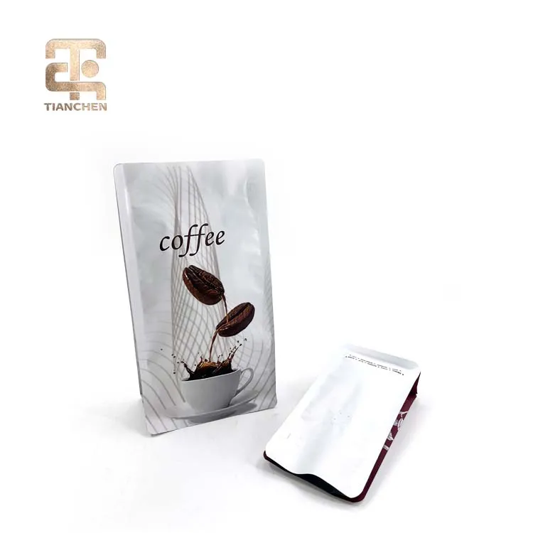 1.5 kg Flat Bottom Coffee Bags Resealable Zip Lock Customized Aluminum Foil Bean Coffee Pouch