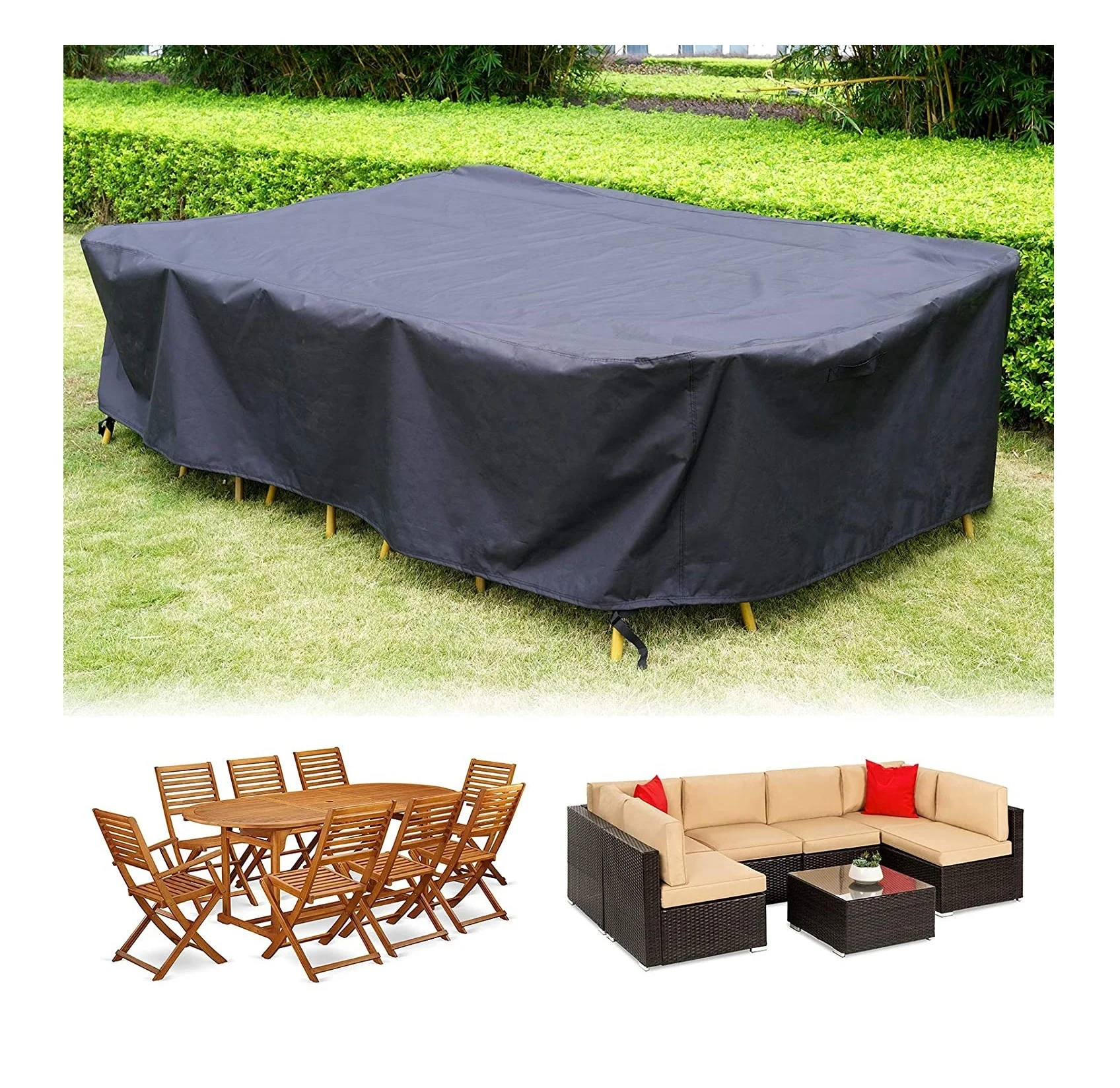 Patio Furniture Cover for Outdoor Snow Protection Waterproof Table Chair Cover Rectangular Sun Resistant Durable Sectional