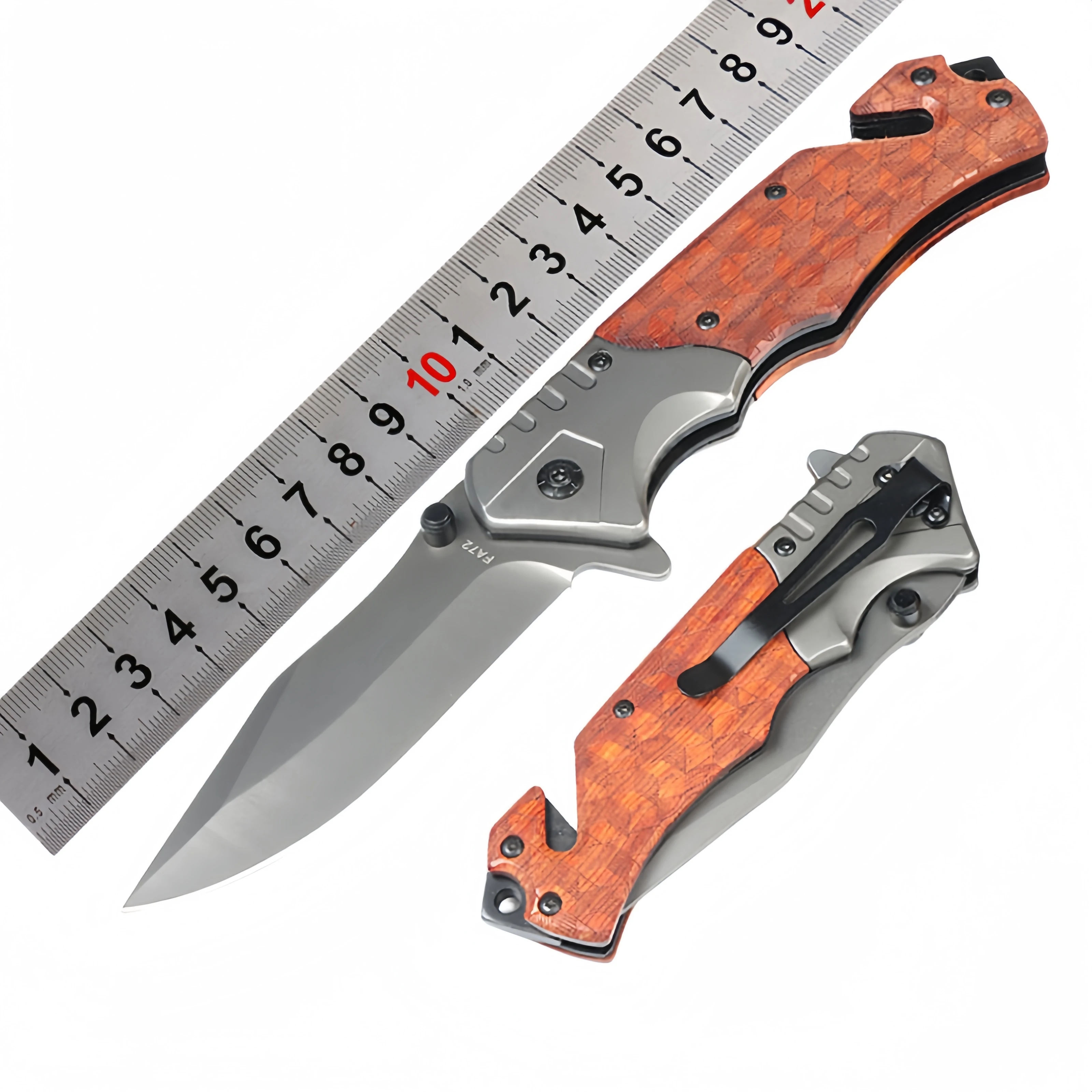 Chinese Customization Wholesale Manufacturer Stainless Steel Blade Wooden Handle Outdoor Camping Survival Folding Pocket Knife
