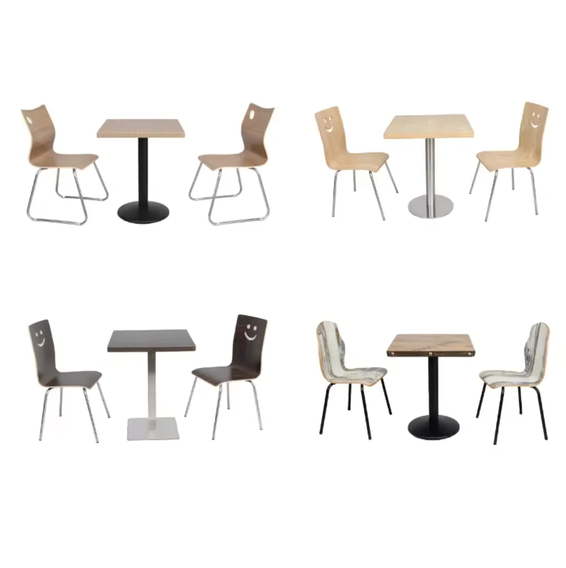 Restaurant Designs 2 People Dining Set Cafe Dining Table and Chairs Cafeteria Two Seater Dining Table