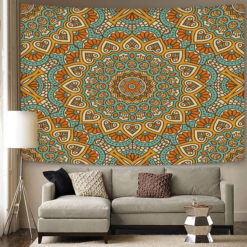 Promotional Custom Indian Bohemian Mandala Boho Hippie Polyester Digital Printed Wall Hanging Tapestry for home Decor