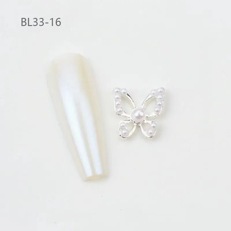 Wholesale 3D Luxury Jewelry Designer Nail Charms Metal Hollow Out Butterfly Nail Art Rhinestone Decorations