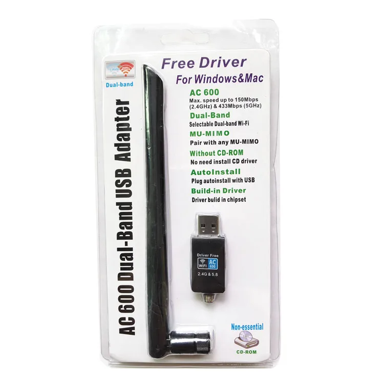 Usb Wi-Fi адаптер переменного тока 600 м Бесплатный драйвер компьютер ПК двухдиапазонный 2 4G/5