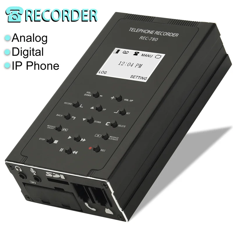 Land Line Telephone Recorder,Compatible Analog Digital IP Telephone Line System,Records Phone Call by RJ11 or RJ12 Connector