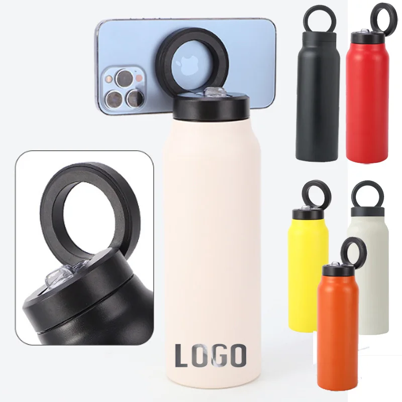 portable self cup magnetic can put mobile phone outdoor sports kettle Large capacity 304 stainless steel cup