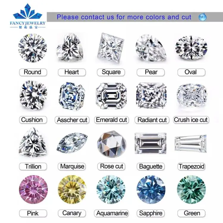 High quality 3mm 4mm 5mm 6.5mm 8 Hearts 8 Arrows Moissanite Super White D VVS round loose diamond moissanite for Ring Jewelry