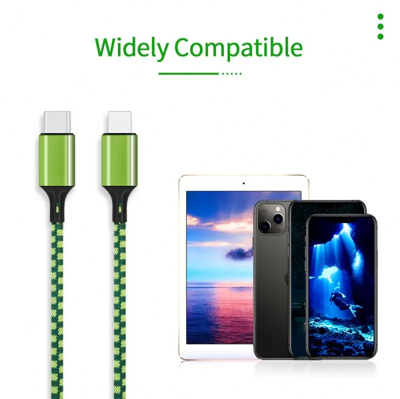 Customized Logo  3Ft 6Ft 10Ft MFi Certified Nylon Braided USB C To Lighting Cable Fast Charger Data Charging Cables For iPhone