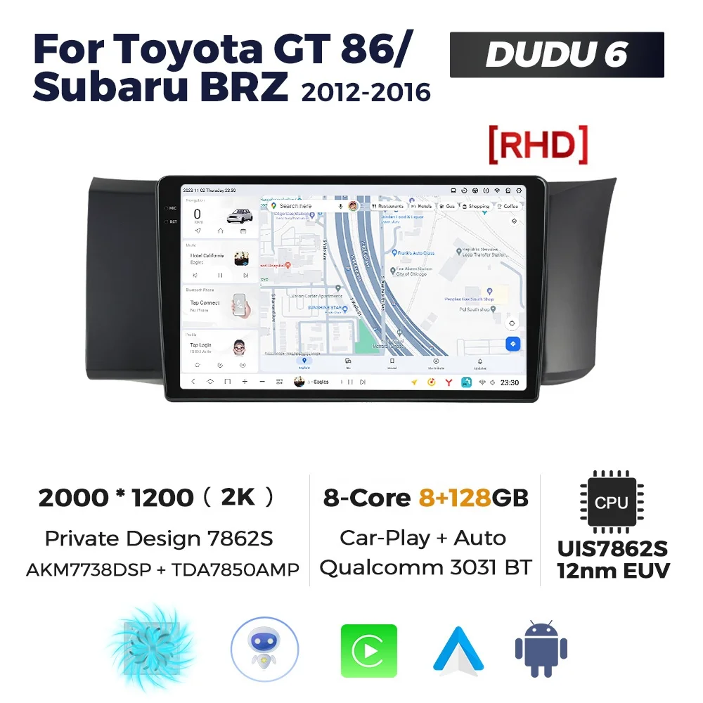 Mekede DUDU7 android car radio dvd player 2K QLED  multimedia split screen 4g for Toyota GT 86 Subaru BRZ 2012 2013 2014 2016