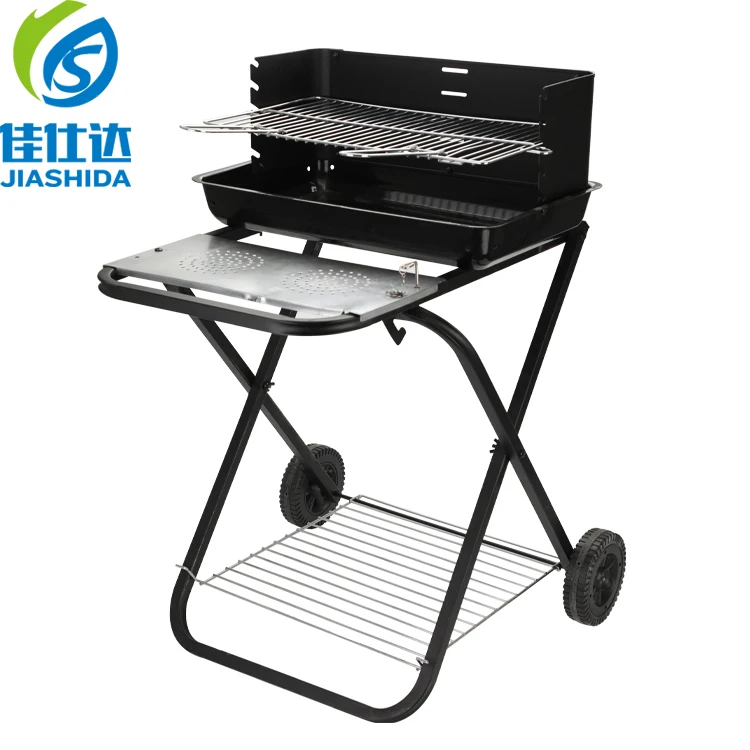 Folding outdoor Portable trolley charcoal barbecue charcoal bbq grill for garden backyard family party