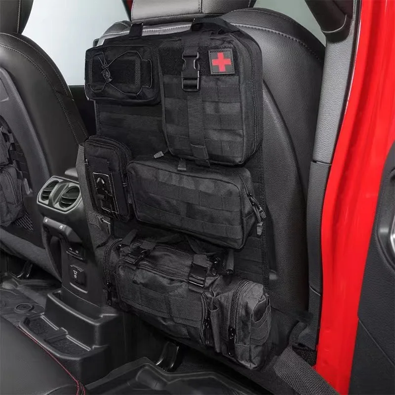 Factory Direct Sale Upgrade Tactical Seat Back Organizer Storage Hanger Bag with 5 Pouch Vehicle Molle Panel Organizer