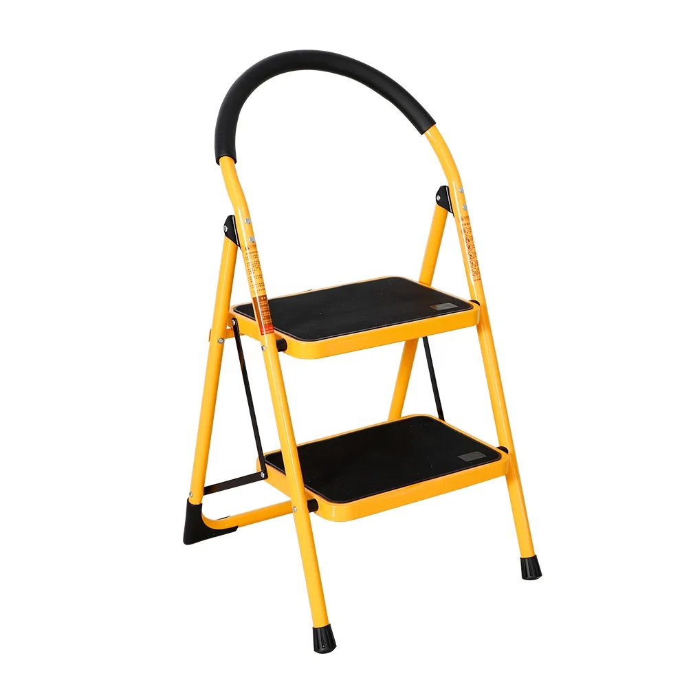 BAOYOUNI 2 Step Folding Multi-Purpose Movable Foldable Narrow Step Corner Heavy Duty Household Library Ladder Sliding Shelf