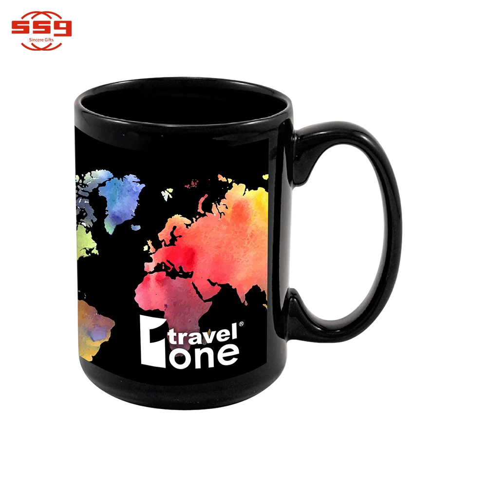 Wholesale Mugs And Cup Custom Cheap C Handle 15oz Milk Cup Sublimation Travel Coffee Ceramic Mug With Logo