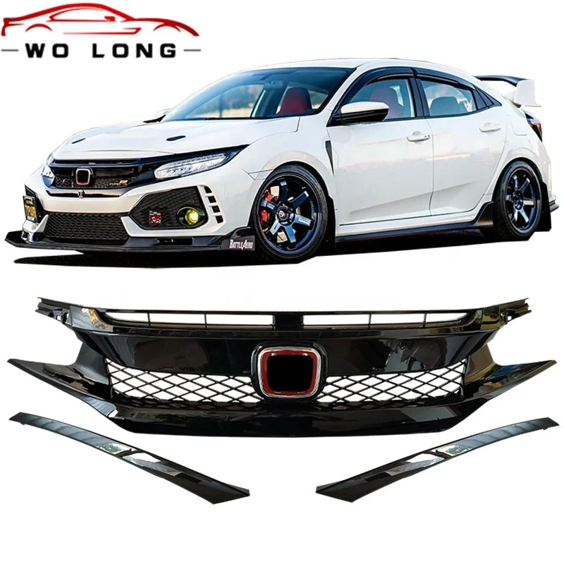 Rhombic Grille 71121-TET-H01 Refit Front Grillel For Honda CIVIC Typer 2016 2017 2018 2019 2021