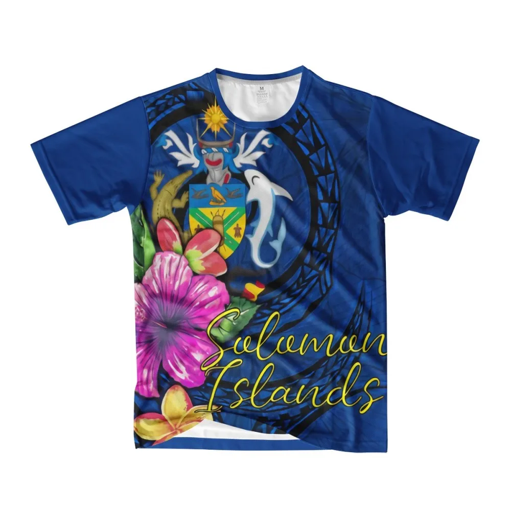 Polynesian Solomon Islands Mens Plus Size T Shirts Blue Flowers Formal Shirt Big And Tall 2xl T-shirt Custom For Outdoor Sports