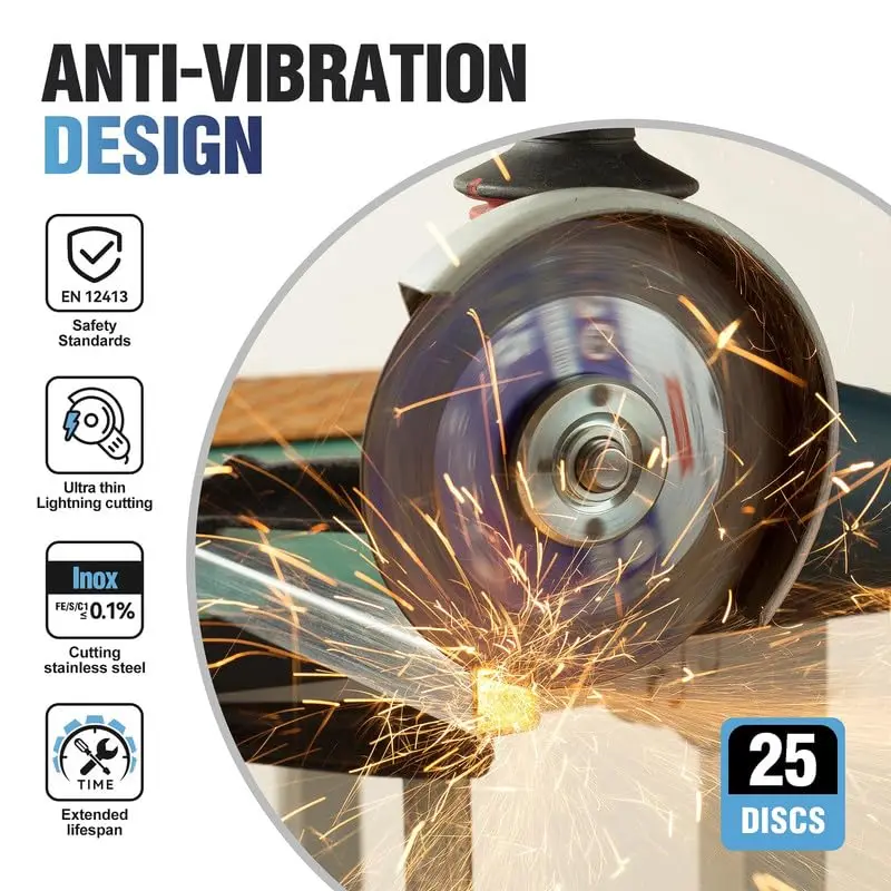 Ultra-Thin 1.0 mm Blue Flex Discs 500-Piece Durable 125mm Cutting Disc for Stainless Steel Compatible with Angle Grinder