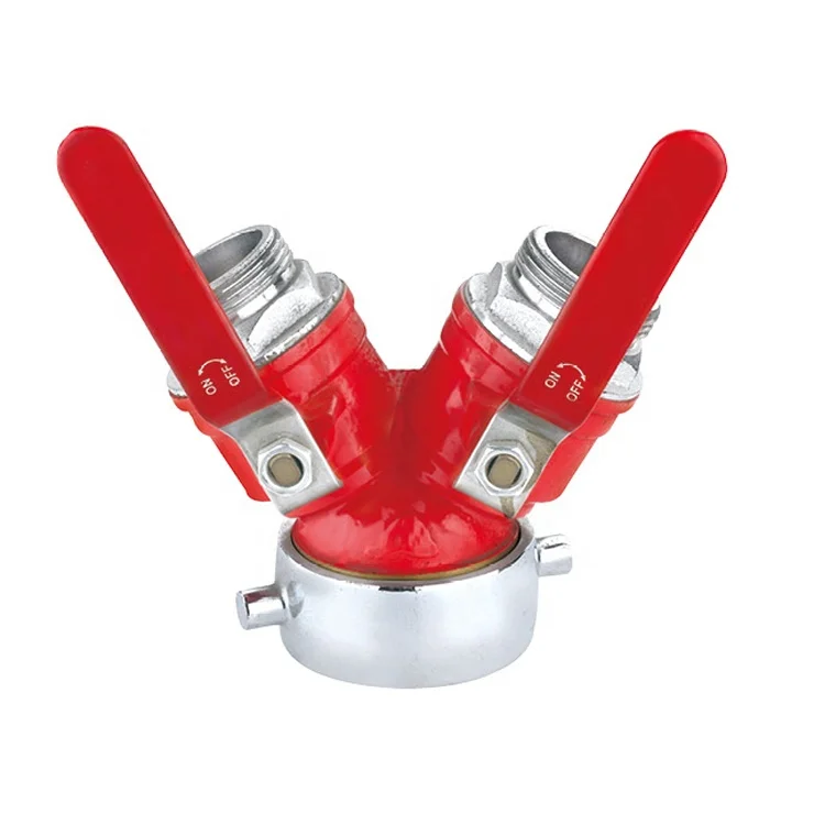 High quality firefighting equipment Leader Line Siamese Ball Type Hose Valve fire brass siamese leader line