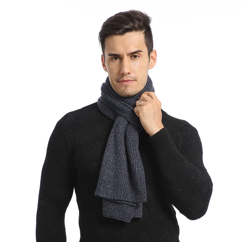 High Quality Soft Winter Acrylic Knitted Long Style Fashion Man Thick Winter Thick Scarf For Wholesale