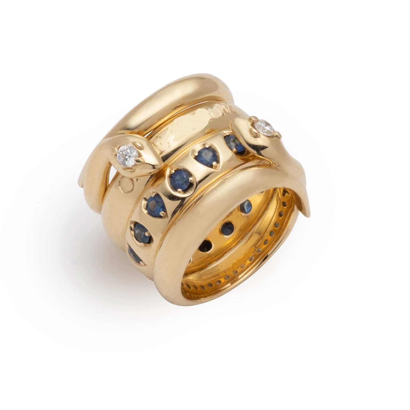 Slovehoony S925 Sterling Sliver Cute Snake Shiny Zircon Twist Chubby Wholesale Personality Gold Plated Jewelry Rings For Women