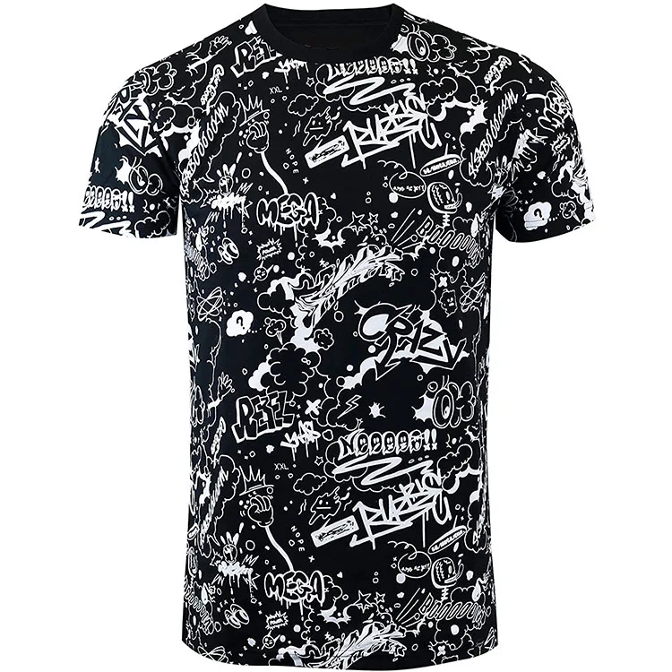 Mens Hipster Hip Hop Urban Tees Street Fashion Graffiti Animation Print T-Shirt