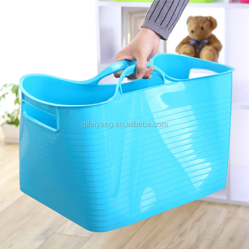 Household Dirty Clothes Basket Large Sundry Storage Basket Plastic Soft Laundry Basket with Handle