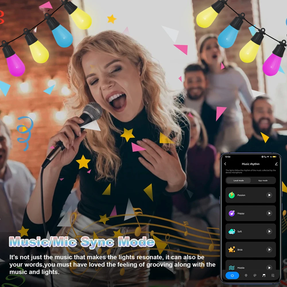 iP65 Waterproof Solar Patio Holiday Garden Wedding Camping Decor Outdoor S14 Bulb 15m 48ft LED garland Festoon String Light