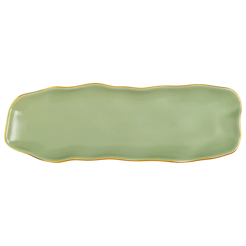 Wholesale Matte color glazed hand-painted japanese type ceramic porcelain cake dessert rectangular sushi plates and dishes tray