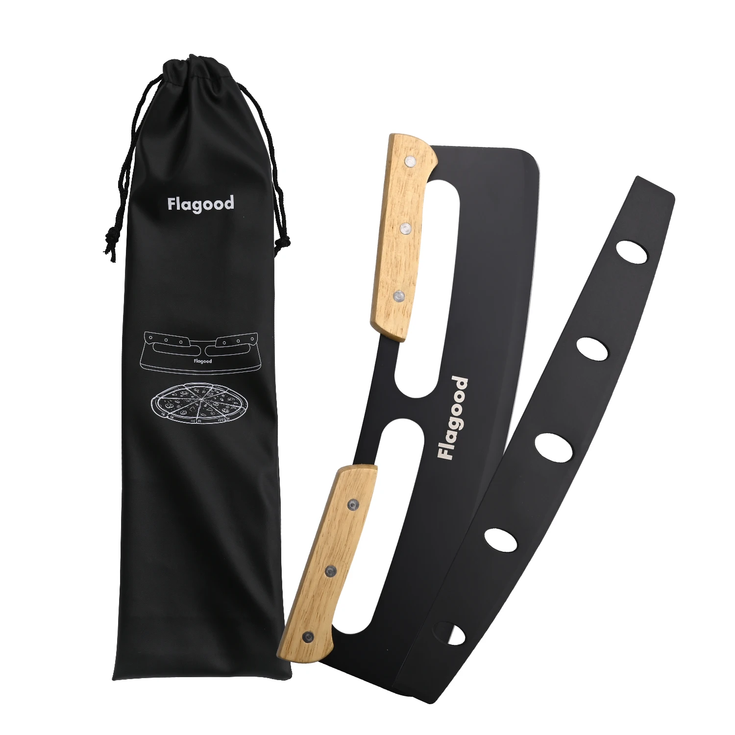 Многоцелевой кухонный нож для пиццы из нержавеющей стали с деревянной ручкой